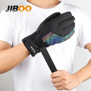 Водонепроницаемые перчатки JIBOO для верховой езды, теплые Кашемировые велосипедные Мото-перчатки с полными пальцами, Осенне-Зимние Ветрозащитные Аксессуары для велоспорта и мотоциклов