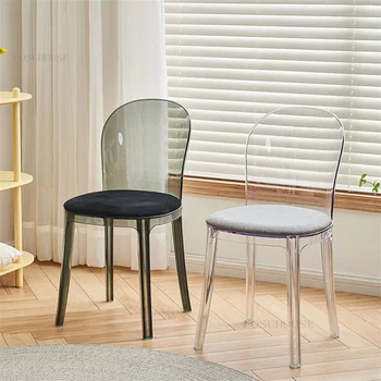 Скандинавские акриловые обеденные стулья для кухни, прозрачный стул для гостиной, креативные дизайнерские стулья со спинкой Ins, мебель для дома