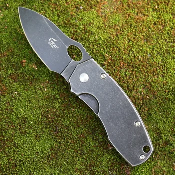 Складной нож Enlan EW105 8Cr13MoV Stone Wash, черное лезвие, Цельнометаллическая ручка, Карманные ножи для выживания на открытом воздухе, пешего туризма, охоты