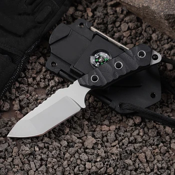 Маленький нож для выживания с компасом, многофункциональный нож с фиксированным лезвием, походный тактический инструмент для выживания, карманные ножи EDC