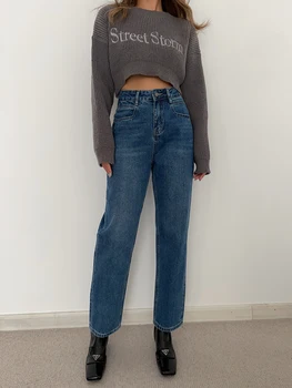 ZHISILAO, Новые прямые джинсы для женщин, винтажные повседневные хлопковые джинсовые брюки с высокой талией до щиколоток, уличная одежда 2023