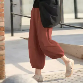 Крутые Модные Однотонные повседневные брюки с эластичной резинкой на талии, Шаровары, Легкая женская одежда