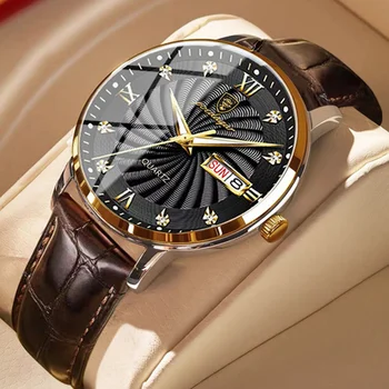 Роскошные мужские часы бренда POEDAGAR, водонепроницаемые, из светящейся кожи, деловые, спортивные, кварцевые мужские наручные часы, часы с большим циферблатом для мужчин, Новинка