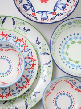Экспортированная в Великобританию Новая керамическая подглазурная тарелка ручной росписи Fresh Pattern с ручной росписью