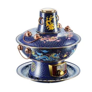 Электрическая плита Jingtai blue hot pot plug hot pot на угле двойная с изысканной цветной медной вилкой hot pot для баранины горячая кастрюля из чистой меди