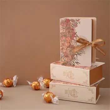 5шт Креативная простая подарочная коробка в форме книги, креативная Крафт-бумага, подарочная упаковка для конфет и драже 