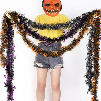 Металлическая твист-гирлянда, Блестящее роскошное украшение на Хэллоуин, 200 см, Многоразовая Гирлянда на Хэллоуин, Твист-гирлянда из мишуры для вечеринки