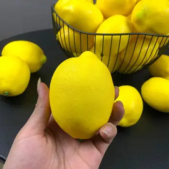 [ГОТОВЫЙ ЗАПАС ] 12шт искусственных поддельных лимонов, реалистичные искусственные фрукты, реквизит для фотосъемки для украшения домашнего кухонного стола