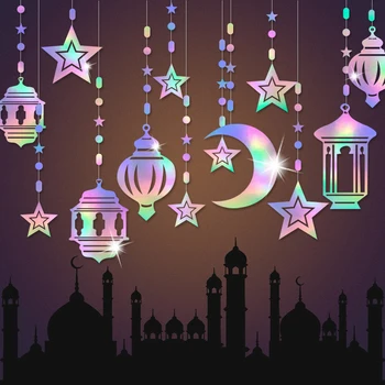 6 шт. /лот, украшение для вечеринки в Рамадан на Ближнем Востоке, Луна, Звезда, Атмосфера исламского фестиваля, Подарок на Ид Аль-Фитр, подвесные украшения