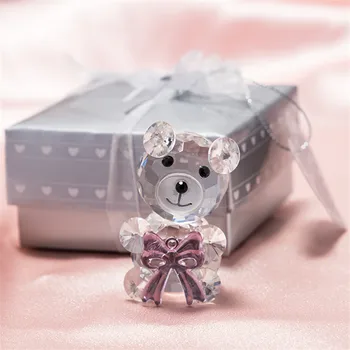 Подарок девушке на День Святого Валентина, искусственный Мишка из хрустального стекла для подруги, свадебный подарок для гостей, детские сувениры, сувениры для вечеринок