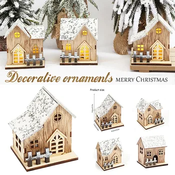 Рождественский Деревянный дом, светодиодные светящиеся украшения для дома, центральные элементы стола для домашнего декора C66