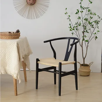 Скандинавский обеденный стул из натурального дерева, вязание на веревке, Кабинет, спальня, Офисное кресло, Западный ресторан, кресло для отдыха, B & B Кухонный стул