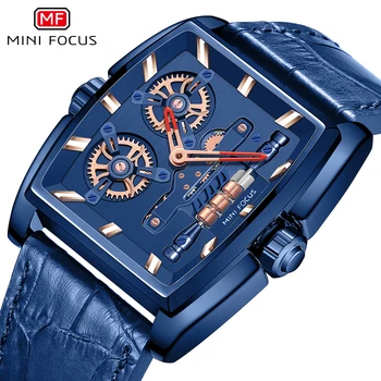 Мужские часы MINI FOCUS от ведущего бренда с роскошным дизайном, кварцевые наручные часы, мужской сетчатый ремень из нержавеющей стали или кожаный ремешок 30 м Водонепроницаемый