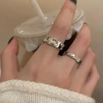 Ретро-готическое кольцо серебряного цвета для женщин и мужчин, винтажное Блестящее Геометрическое кольцо с цирконием, Открытые кольца, кольца с геометрией в стиле панк, вечерние украшения