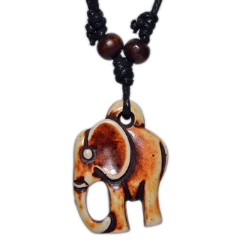 FX019 Винтажное ожерелье с подвеской в виде индийского слона, Индийское колье, ретро-украшения, Имитирующее ожерелье из кости Яка в племенном стиле, Подарок-Амулет