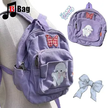 Мини рюкзак Showa Lamb Женская сумка Y2K Мультфильм Милая Бабочка Фиолетовый квадратный Готический Harajuku повседневный рюкзак с принтом