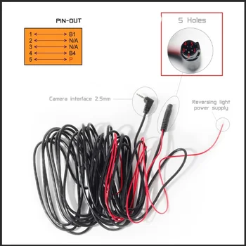XCCYG 5-контактный кабель с 5 отверстиями для камеры заднего вида длиной 5,5 м, удлинитель заднего объектива для видеорегистратора от 5 контактов до 2,5 мм