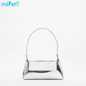 Серебряная лакированная сумка Mifuny из искусственной кожи, женский фирменный дизайн, Женская Простая сумочка, женские вечерние клатчи для вечеринок, Маленькая сумка