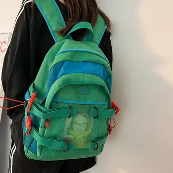 Модный зеленый студенческий рюкзак, нейлоновый женский рюкзак, школьные сумки для девочек-подростков, водонепроницаемый рюкзак для путешествий большой емкости