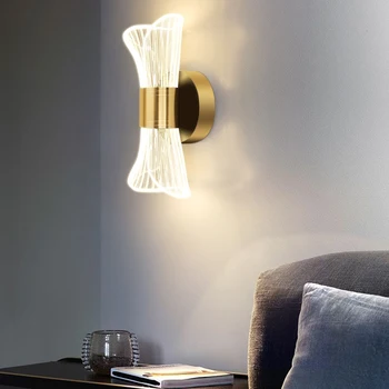 Светодиодный настенный светильник, роскошное скандинавское бра, внутренние настенные светильники для спальни, прикроватное украшение, осветительная лампа из алюминия