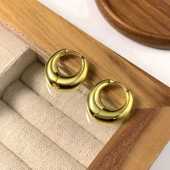 Темпераментные Минималистичные Гладкие серьги-кольца для женщин серебристо-золотого цвета, простые украшения для ушей, подарок для вечеринки