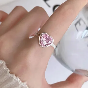 Корейские модные Винтажные кольца с розовым цирконом 