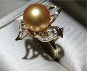 Массивное круглое кольцо с жемчугом из золота Южно-Китайского моря диаметром 10-11 мм 925 S