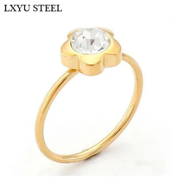 Ювелирные кольца из нержавеющей стали 316L для женщин, кольца с цветами из хирургической стали без никеля, CZ Crystal Flower rings