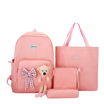 4 pçs conjunto de mochilas para crianças bonito estudante saco de escola para meninas à prova dwaterproof água sacos de escola c