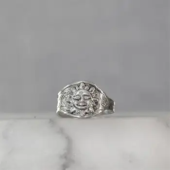 Модные женские кольца с серебряным покрытием, классические обручальные кольца в форме солнца, ювелирные изделия в стиле ретро, подарки