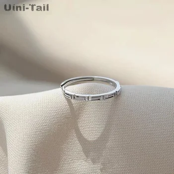 Uini Tail, Горячая распродажа, Новое Тибетское серебро 925 пробы, Открытое кольцо Echo Line, Простой модный тренд, Динамичные ювелирные изделия в мелкозернистом китайском стиле.