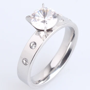 обручальные кольца серебристого цвета 4 мм, плоские четыре страза, циркон, обручальные кольца из нержавеющей стали 316L для женщин, мужчин оптом