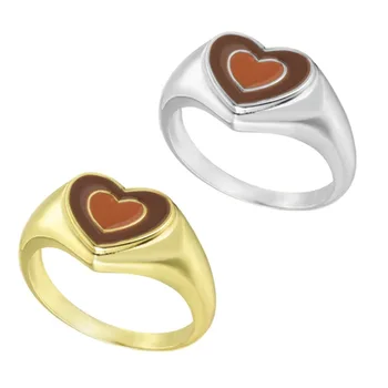 Простое и красочное двухслойное кольцо для любви, ретро-кольцо в форме сердца, подходящее для подарка любителям модных украшений для девочек
