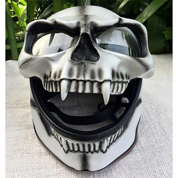 Мягкая маска в виде черепа, украшение для мотоциклетного шлема, козырек в виде черепа и скелета с линзой, маска для косплея на Хэллоуин