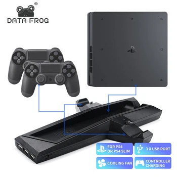 Подставка для зарядки охлаждающего джойстика DATA FROG для PS4, тонкий противоскользящий двойной геймпад, вертикальная зарядная станция для Sony Playstation 4