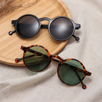 1 ШТ. Ретро Круглые солнцезащитные очки UV400, женские Брендовые дизайнерские винтажные солнцезащитные очки в маленькой оправе, женские модные очки в корейском стиле