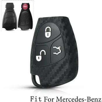 3 Кнопки С Рисунком Из Углеродного Волокна Мягкий Силиконовый Чехол Для Автомобильного Брелока Mercedes Benz W203 W204 W211 B C E ML S CLK CL Чехол Для ключей