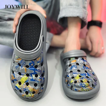 Летние сандалии JOYWILL для мужчин, новый модный тренд, сандалии на платформе с принтом, EVA, Дышащие Удобные мужские тапочки, мужская обувь