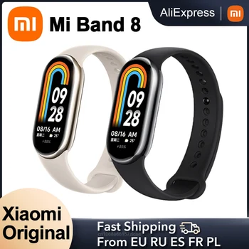 Оригинальный смарт-браслет Xiaomi Mi Band 8 с 6-цветным AMOLED-экраном, Mi band 8 для фитнеса с кислородом в крови, водонепроницаемый смарт-браслет 7