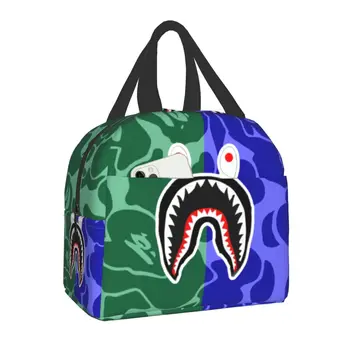 Камуфляжная сумка для ланча с зубами акулы, Мужская И Женская, Теплый Холодильник, Изолированные Ланч-боксы для офиса для взрослых