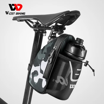 WEST BIKING Водонепроницаемая велосипедная седельная сумка с карманом для бутылки с водой MTB Дорожный велосипед Сумки на задние сиденья Светоотражающая велосипедная сумка для хвоста