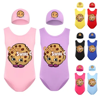 Cookie Swirl C/Купальник для девочек + Шапочка Для плавания, Комплект Купальников, Купальник Для Большой Девочки, Юбка, Размер 8, Купальный костюм для Маленьких Девочек, 1 шт.