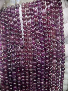 Качественный камень Гранат, натуральный драгоценный камень, красный, фиолетовый, полированный, рассыпчатый круглый бисер для изготовления ювелирных аксессуаров своими руками