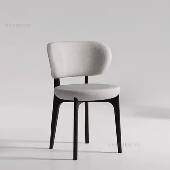 Обеденные стулья из скандинавского кашемира для кухни, современные минималистичные Роскошные стулья для макияжа в спальне, Дизайнерский подлокотник, Бытовой обеденный стул
