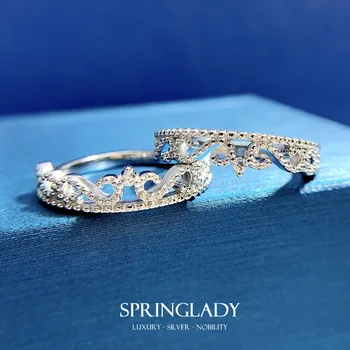SpringLady, Новое кружевное кольцо S925, дизайн женской короны, Простая индивидуальность, Тонкое многослойное кольцо, Модный тренд, Обручальные кольца для женщин