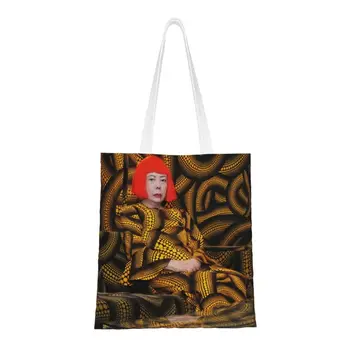 Сумки для покупок Yayoi Kusama Art Grocery, холщовая сумка-тоут с принтом, большая вместительная прочная забавная сумка в горошек