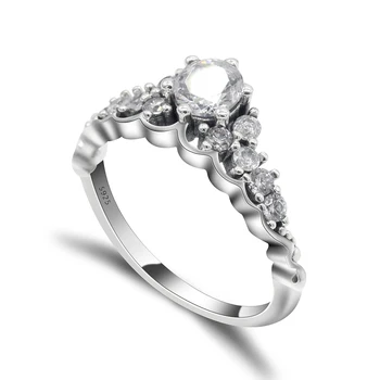 Кольца в форме короны из стерлингового серебра 925 пробы с прозрачным цирконом в романтическом стиле королевы для женщин, вечерние Обручальные кольца, ювелирные изделия