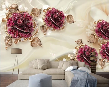 beibehang Креативные стерео персонализированные обои из шелковой ткани 3D Европейская роскошь элегантные украшения цветок ТВ фон из папье-маше