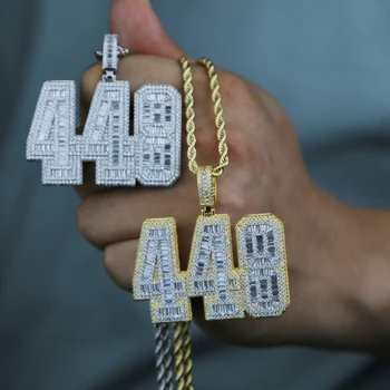 Самые продаваемые ювелирные изделия в стиле хип-хоп, рок, панк для мужчин и мальчиков, полностью покрытые льдом, 5A CZ, Проложенный Номер 448, ожерелье с подвеской