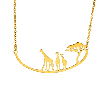 Заявление Jeshayua Семейное ожерелье с подвеской в виде жирафа для женщин 2023 Ожерелье-чокер из нержавеющей стали, модные украшения в подарок